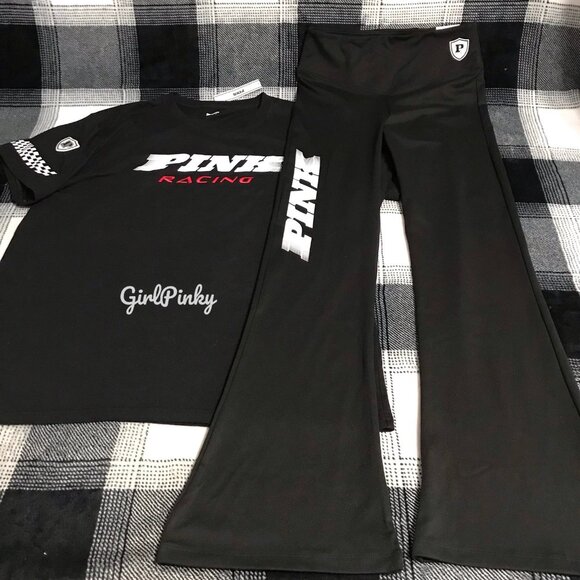 victoria secret PINK RACING flare leggings & SHORT SLEEVE TEE IN ALL SIZES - Picture 6 of 11
